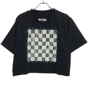 MM6 エムエムシックス 19SS CHECKERS PRINTED SHORT TEE クロップドTシャツ S52GC0094 ブラック M IT4BVZBGGBEA