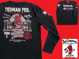 テッドマン／TEDMAN／XLサイズ／長袖Ｔシャツ／TDLS-363／ブラック／エフ商会／新品／送料無料／アメカジ／バイカー／ロック／フェス