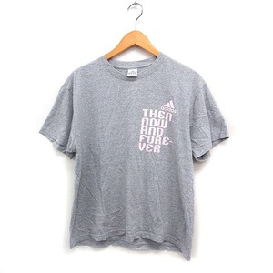 アディダス adidas 国内正規品 プリント Tシャツ カットソー 半袖 丸首 コットン 綿 L グレー 灰 /FT42 メンズ