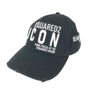 良好◆Dsquared2 ディースクエアード キャップ ◆ ブラック コットン ロゴ ユニセックス 帽子 ハット hat 服飾小物