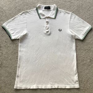 イングランド製 FRED PERRY フレッドペリー M12 半袖 鹿の子 ポロシャツ ホワイト 白 101cm 40 (L相当) ヒットユニオン オールド polo