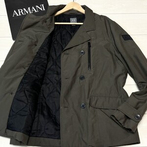 アルマーニエクスチェンジ A/X ARMANI EXCHANGE 中綿 ジャケット ミリタリー ナイロン コート メンズ 肩ロゴ ダブル XL相当 止水ジップ