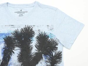 美品★AMERICAN EAGLE アメリカンイーグル★ツリーデザイン半袖Tシャツ★XS★ライトブルー水色【本物保証】完売★★中古品