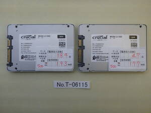 管理番号　T-06115 / SSD / crucial / 2.5インチ / SATA / 500GB / 2個セット / ゆうパケット発送 / データ消去済み / ジャンク扱い