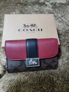 【1スタ】C-653 COACH ミディアム グレース ウォレット・シグネチャー キャンバス 並行輸入品