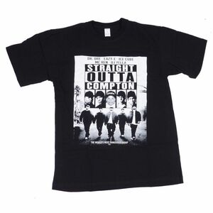 LA ストリートプリント STRAIGHT OUTTA COMPTON コンプトン プリント 半袖 Tシャツ（ブラック）(XL)【並行輸入品】