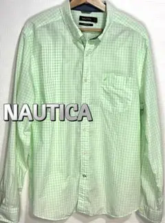 NAUTICA アメカジ 長袖シャツ 古着 グリーン 小さいダメージあり