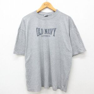 【30%OFF】XL/古着 オールドネイビー OLD NAVY 半袖 ビンテージ Tシャツ メンズ 00s ビッグロゴ 大きいサイズ クルーネック グレー 霜 3OF