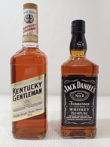 m2626/未開栓 古酒 ケンタッキー ジェントルマン バーボン JACK DANIELS OLD No7 ジャックダニエル オールド ウイスキー 2本 セット 現状品