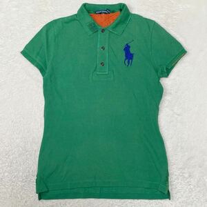 RALPH LAUREN ポロシャツ　ラルフローレン ビッグロゴ　半袖ポロシャツ グリーン　カットソー　ゴルフウェア　Mサイズ　メンズ