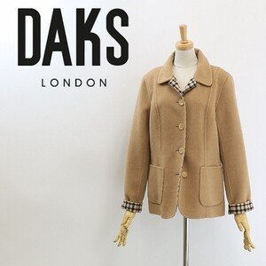 美品◆DAKS ダックス 裏チェック柄 ウール ハーフ コート ジャケット ベージュ 40