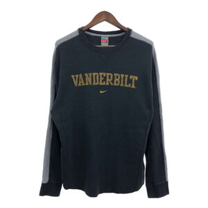 2000年代〜 NIKE ナイキ VANDERBILT サーマル 長袖Ｔシャツ プリントロゴ アームライン ブラック (メンズ XL) Q3707