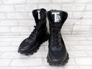 TOD’S トッズ Tロゴ ファブリック＆レザーコンバットブーツ スニーカーブーツ ブラック レディース サイズ35 店舗受取可