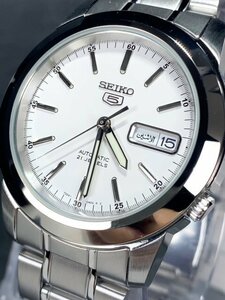新品 SEIKO セイコー 正規品 腕時計 SEIKO5 セイコー5 オートマチック 自動巻き 防水 アナログ カレンダー ステンレス ホワイト プレゼント
