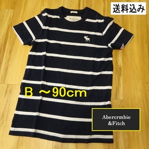 Abercrombie & Fitch ボーダーＴ【 胸囲 ～９０ｃｍ 】綿100％ 黒 アバクロ正規シャツ