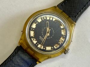 B 稼働品 Swatch スウォッチ 腕時計 自動巻き オートマチック ブルー ベルトボロボロ 中古品