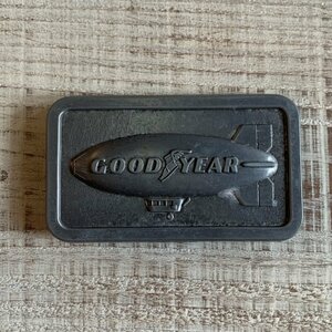 【5.0㎝×9.0㎝】70s GOOD YEAR アルミ ベルトバックル■ビンテージ アンティーク オールド アメリカ雑貨 グッドイヤー モーター系 企業