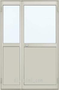 ■【DIY】ykkap製 アルミ勝手口 框ドア 半外 W1235×1840H（12318） 親子ドア