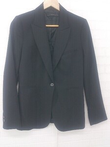 ◇ ZARA WOMAN ザラ ウーマン 肩パット入り 1B 長袖 テーラードジャケット サイズ M ブラック レディース E