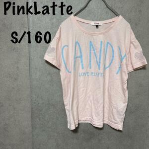 【PinkLatte】（S/160）Tシャツ＊袖ハート透け感＊ストレッチ＊ピンク