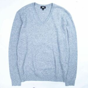 美品 20aw ユニクロ UNIQLO カシミヤ100％ Vネック セーター ニット 長袖 351-429074 トップス サイズM グレー メンズ