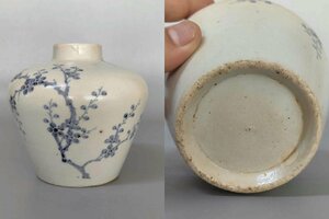 ■観心・時代旧蔵■C9436珍品旧蔵 朝鮮 高麗磁 朝鮮古陶磁器 古高麗 李朝時代 高麗青花水盂 李朝15世紀