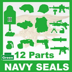 L0006S　AFM NAVY SEALsII 12パーツセット/グリーン ネイビーシールズ装備+ガンセット/アメリカ海軍特殊部隊/フィグ
