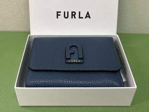 [FURLA　フルラ] 財布 レディース 3つ折り 折財布 レザー WP00241 ダフィネ DAFNE M TRI FOLD（ネイビー)【USED美品】