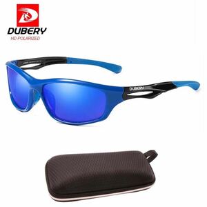 DUBERY サングラス 偏光グラス UV400 軽量 車 釣り アウトドア スポーツサングラス 偏光レンズ 偏光サングラス 超軽量 ブルー