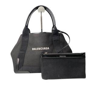 バレンシアガ BALENCIAGA レディース ネイビー カバス S キャンバス レザー 339933 トートバッグ ブラック