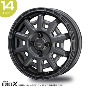 〔4本セット〕PPX D10X 14インチ 4.5J 48 4-100 マットダークガンメタリック ホイール4本 AME 共豊 軽自動車