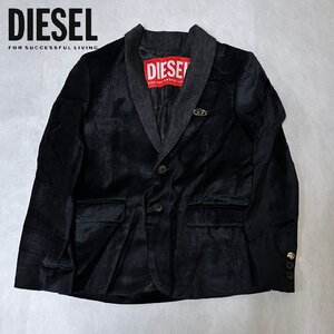 正規品/サンプル品/130cm■アウトレット品■定価42,900円■DIESEL ディーゼル キッズ Dロゴ ベロア調 デニム切替 ジャケット P201