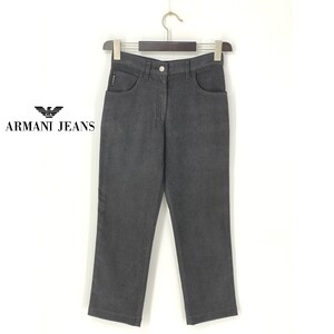 A9431/春夏 ARMANI JEANS アルマーニジーンズ ストレッチ ロゴ装飾 LAMPO テーパード ミリタリー ワーク パンツ 27 黒 レディース