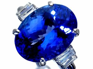 1円～【ジュエリー極】超希少宝石！超特大良質天然タンザナイト10.69ct＆良質ダイヤモンド0.40ct 超高級Pt900リング k8704vml【送料無料】