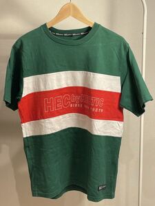 HEC by HECTIC 半袖Tシャツ Lサイズ グリーン×ホワイト×レッド ヘックバイヘクティク ロゴ