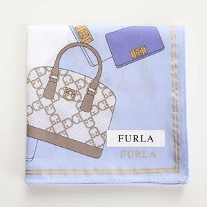 ■未使用　FURLA フルラ　ハンカチ　バッグ柄　ブルー■