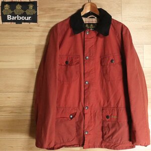 &1J/R4.25-5　ユーロ古着　Barbour　バブアー　RETAIL FRAZER　オイルドジャケット　ハンティングジャケット　襟コーデュロイ　S　オレンジ