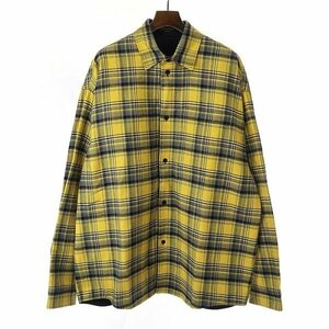 BALENCIAGA バレンシアガ 22AW REVERSIBLE SHIRT フランネルチェックリバーシブルオーバーサイズシャツ イエロー×ブルー IT0ZX8A1OMOG