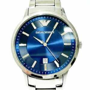 【1円スタート】Emporio Armani エンポリオ・アルマーニ AR-2477 SS ネイビー文字盤 クオーツ メンズ腕時計 ジャンク 340246