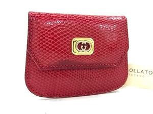 1円 ■極上■本物■ GUCCI オールドグッチ 030 904 0430 ヴィンテージ リザード コインケース コインパース 小銭入れ レッド系 FK0346