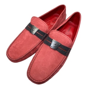 【未使用】TODS トッズ Ferrari フェラーリ ローファー ドライビングシューズ 靴 シューズ スエード レッド [サイズ 11 (約30cm)]