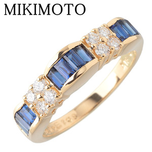 ミキモト サファイア ダイヤ リング サファイア1.08ct ダイヤ0.22ct 11.5号 K18YG 新品仕上げ済 MIKIMOTO【19091】