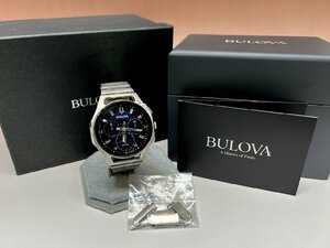 極美品 BULOVA カーブ クロノグラフ クオーツ 腕時計 96A205 ネイビー文字盤 ブローバ メンズ 福井県質屋の質セブン