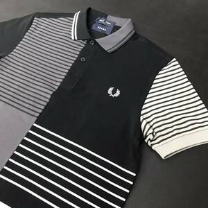 【未使用/別注】BEAMS フレッドペリー ポロシャツ Sサイズ コラボ ボーダー パッチワーク ビームス FRED PERRY レア 即完売 送料無料