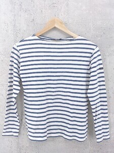 ◇ SAINT JAMES フランス製 ボーダー 長袖 Tシャツ カットソー サイズXXS オフホワイト系 ネイビー レディース