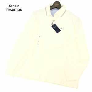 【新品 未使用】 Kent in TRADITION ケント 通年 ロゴ 長袖 鹿の子 ポロシャツ Sz.L　メンズ 白　C4T02539_3#C