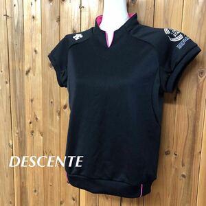 DESCENTE＊デサント レディースS 半袖 トップス ロゴプリント TO THE STAR ブラック ポリエステル100% トレーニング スポーツウェア