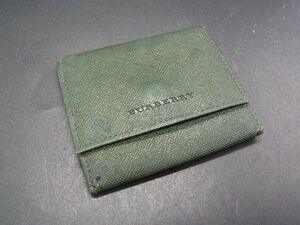 BURBERRY バーバリー レザー 二つ折り コインケース コインパース 小銭入れ カードケース カード入れ ダークグリーン系 DG7020