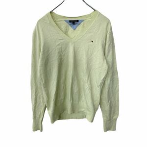 TOMMY HILFIGER Vネックセーター XLサイズ ビッグサイズ ライトイエロー 古着卸 アメリカ仕入 t2205-3071