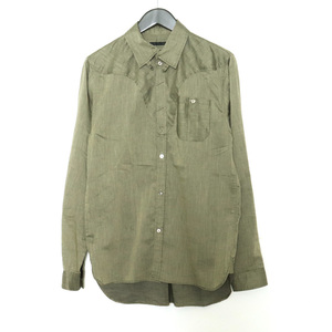 IROQUOIS ウエスタン長袖シャツ サイズ2 カーキ イロコイ western l/s shirt linen cotton リネン コットン